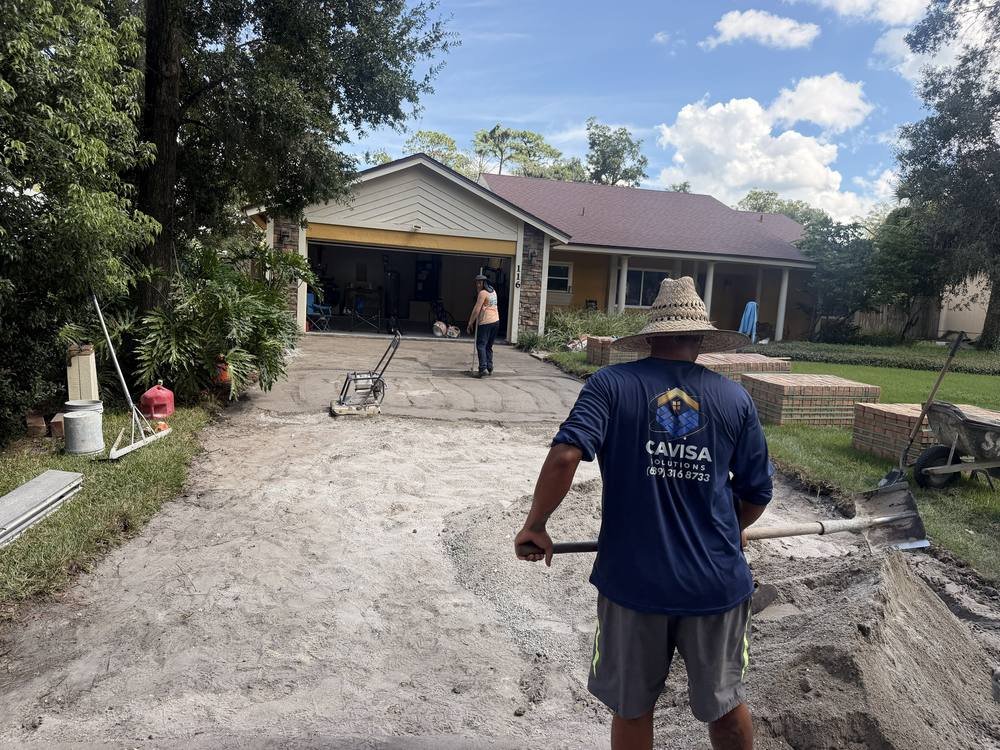 Cavisa Solutions crew preparing the driveway base